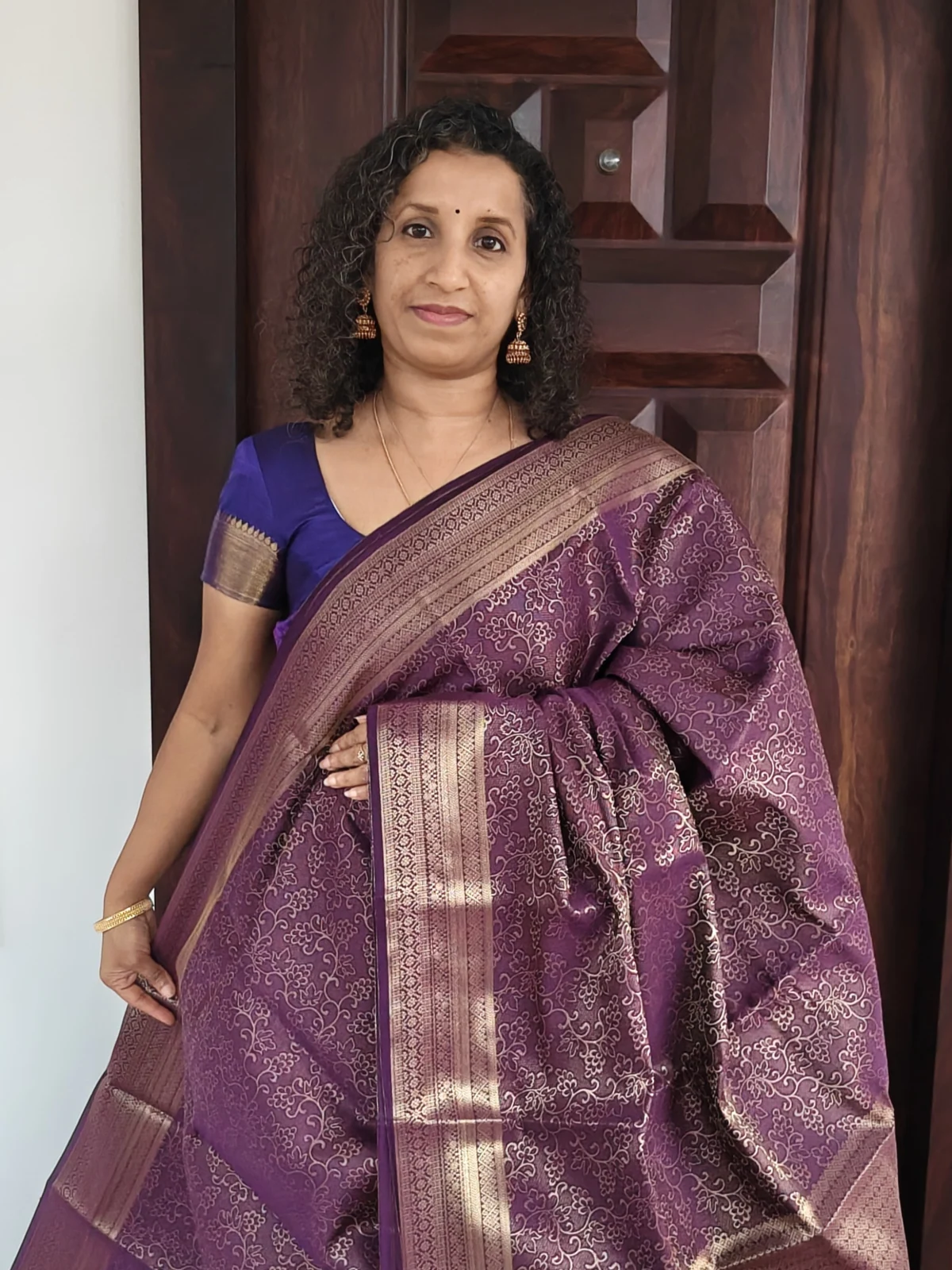Purple Premium Kanchi Semi Silk Saree Pss017 1